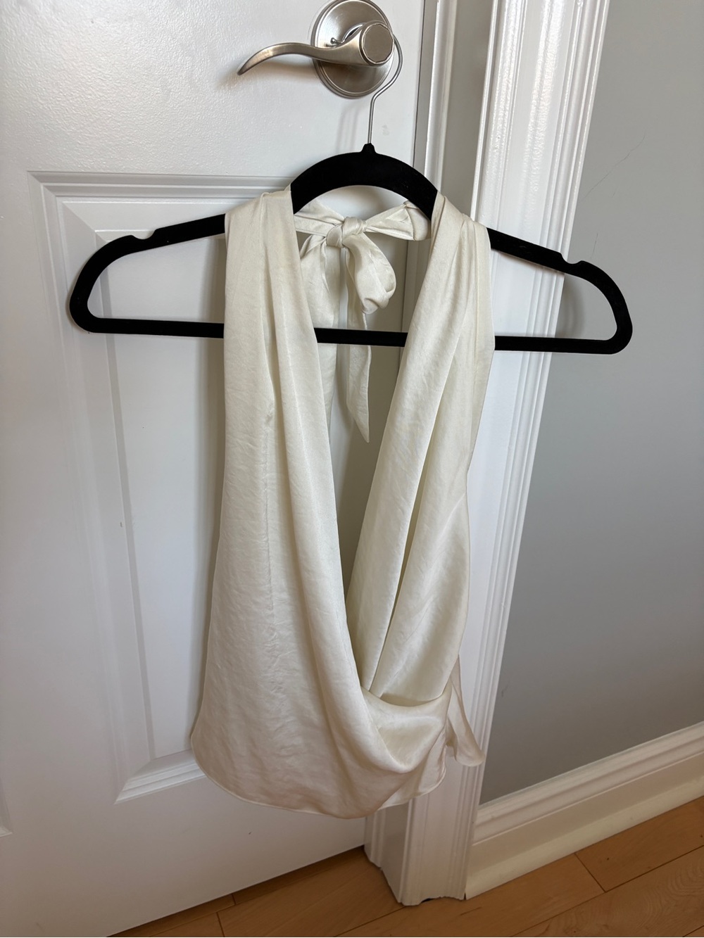 Aritzia Light Birch Satin Martini Halter Top